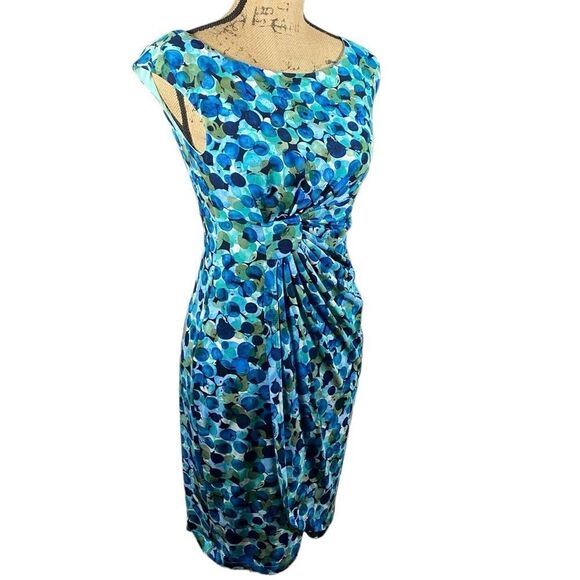 Connected Apparel Dress Printed Pattern 4P Blue Green - Picture 3 of 7